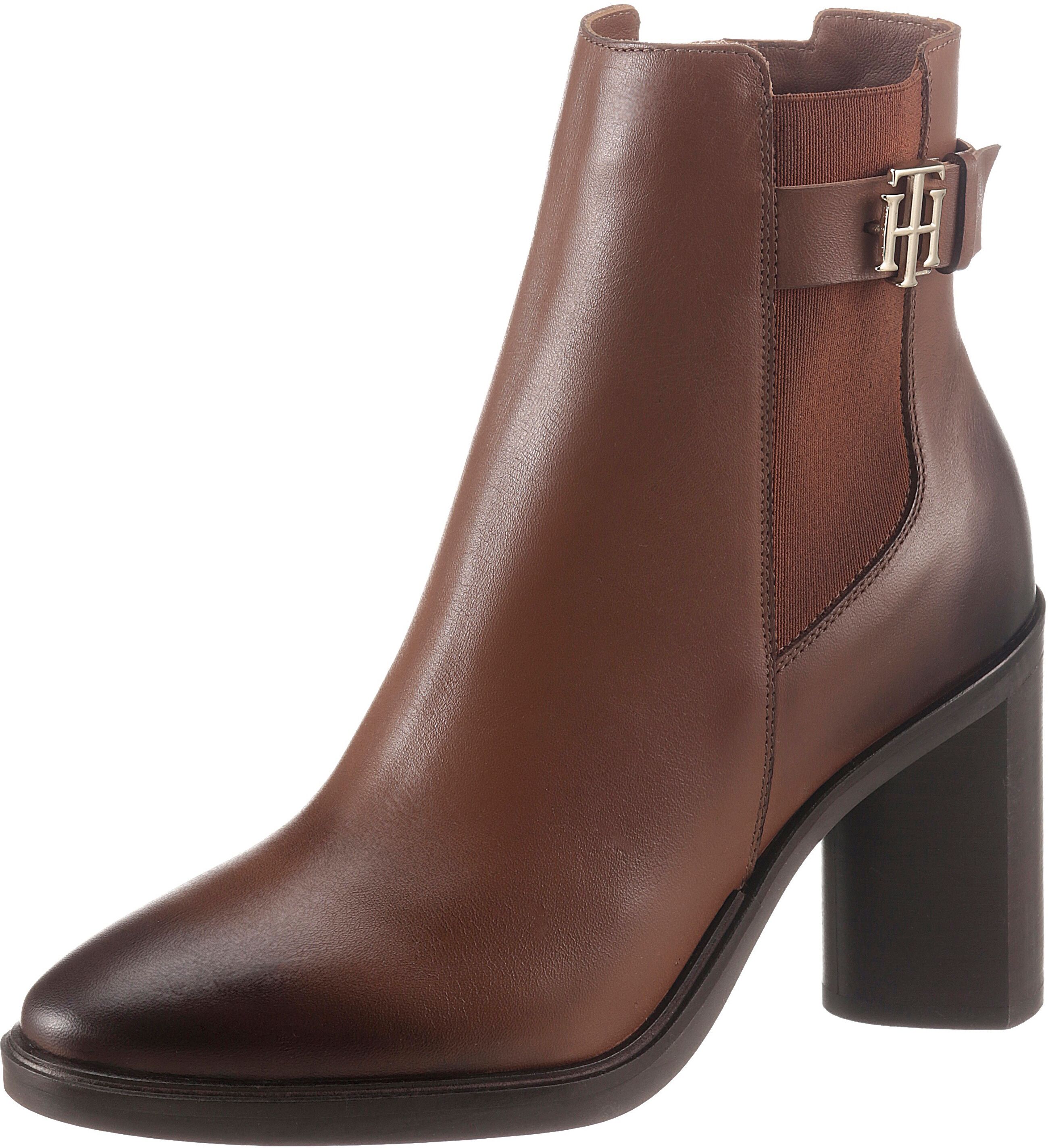 Tommy Hilfiger Stiefelette »TH MONOGRAM HARDWARE HEEL BOOT«, mit Zierschnalle braun  36 37 38 39 40 41 42