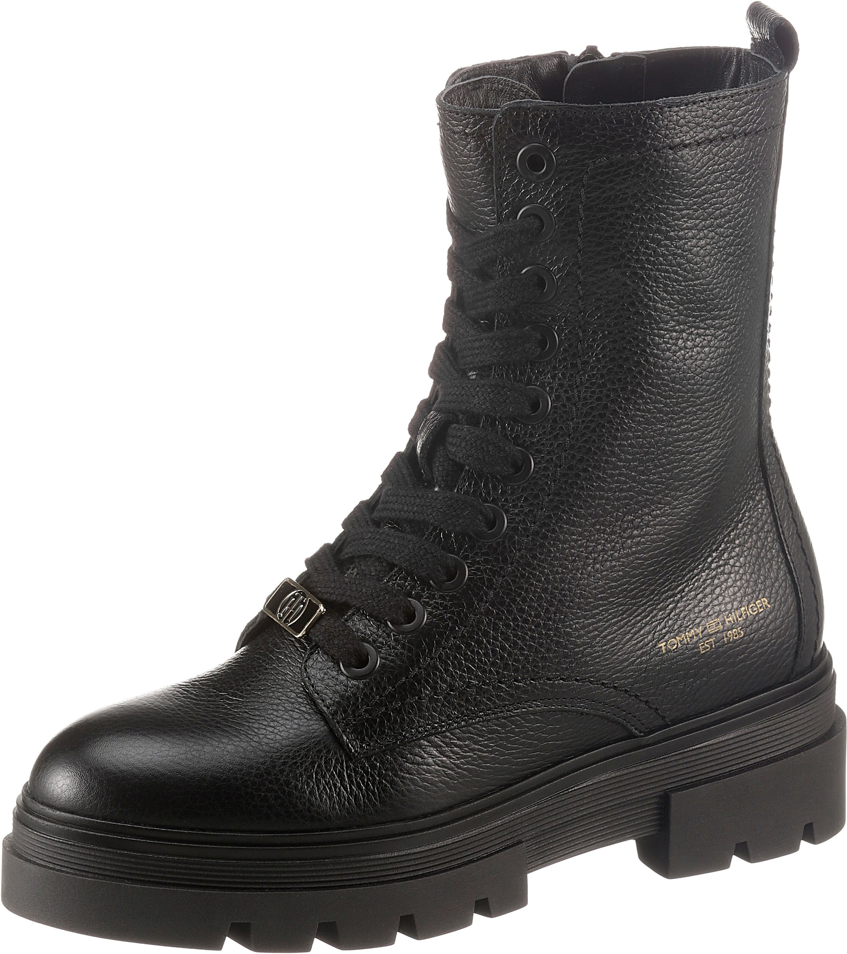 Tommy Hilfiger Schnürboots »MONOCHROMATIC LACE UP BOOT«, mit Logodruck schwarz  36 37 38 39 40 41 42