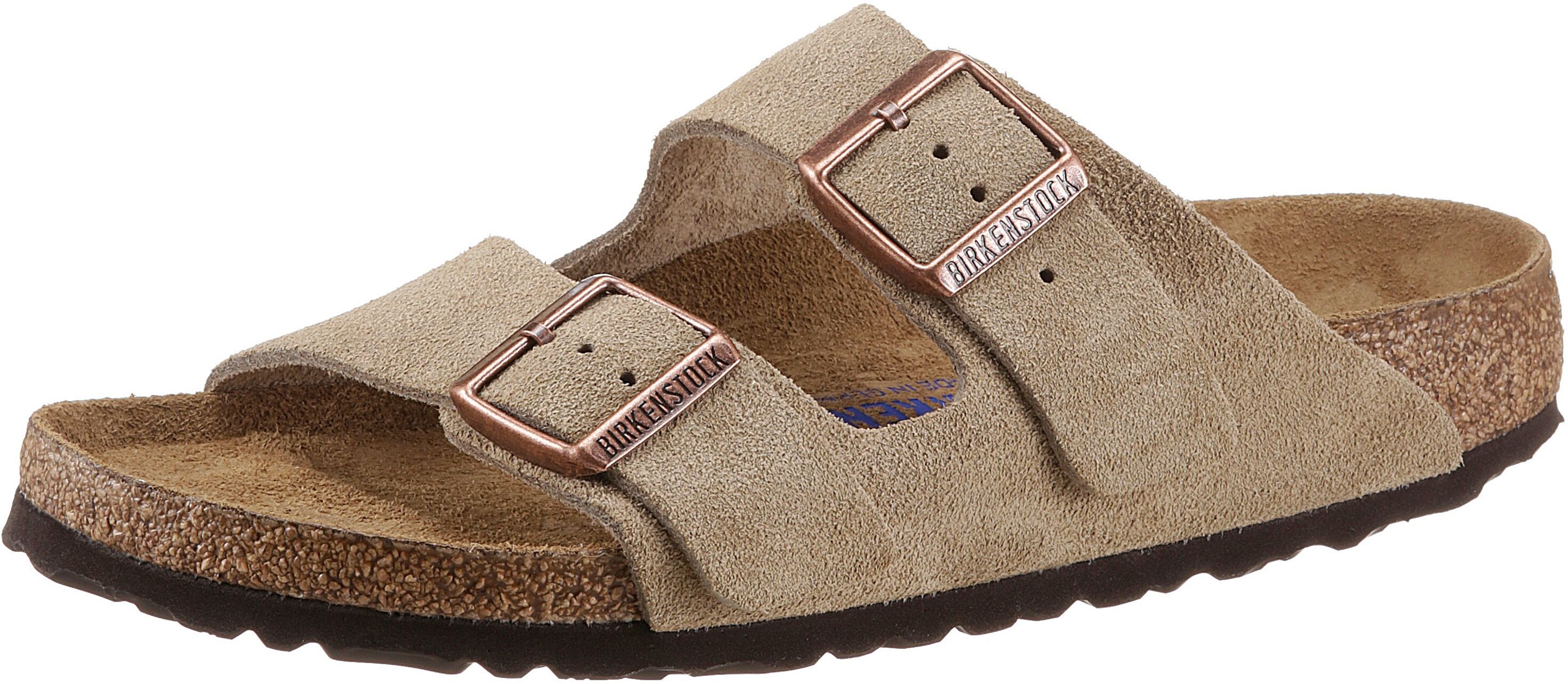 Birkenstock Pantolette »Arizona SFB«, aus Veloursleder, schmale Schuhweite grau  35 36 37 38 39 40 41 42 43 44 45 46