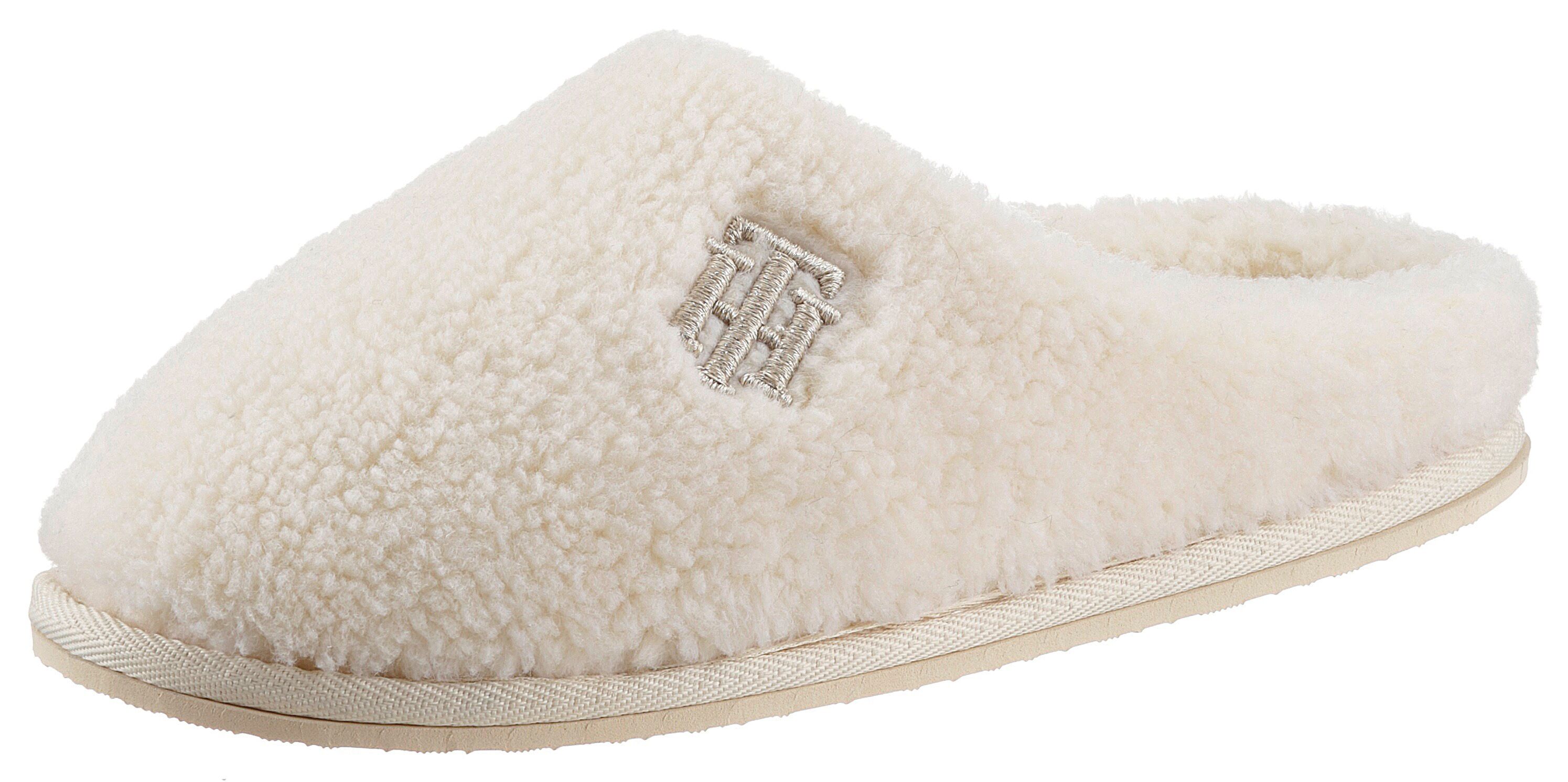 Tommy Hilfiger Plüsch Hausschuhe »TH MONOGRAM SHINY HOME SLIPPER«, mit... beige  35/36 37/38 39/40 41/42