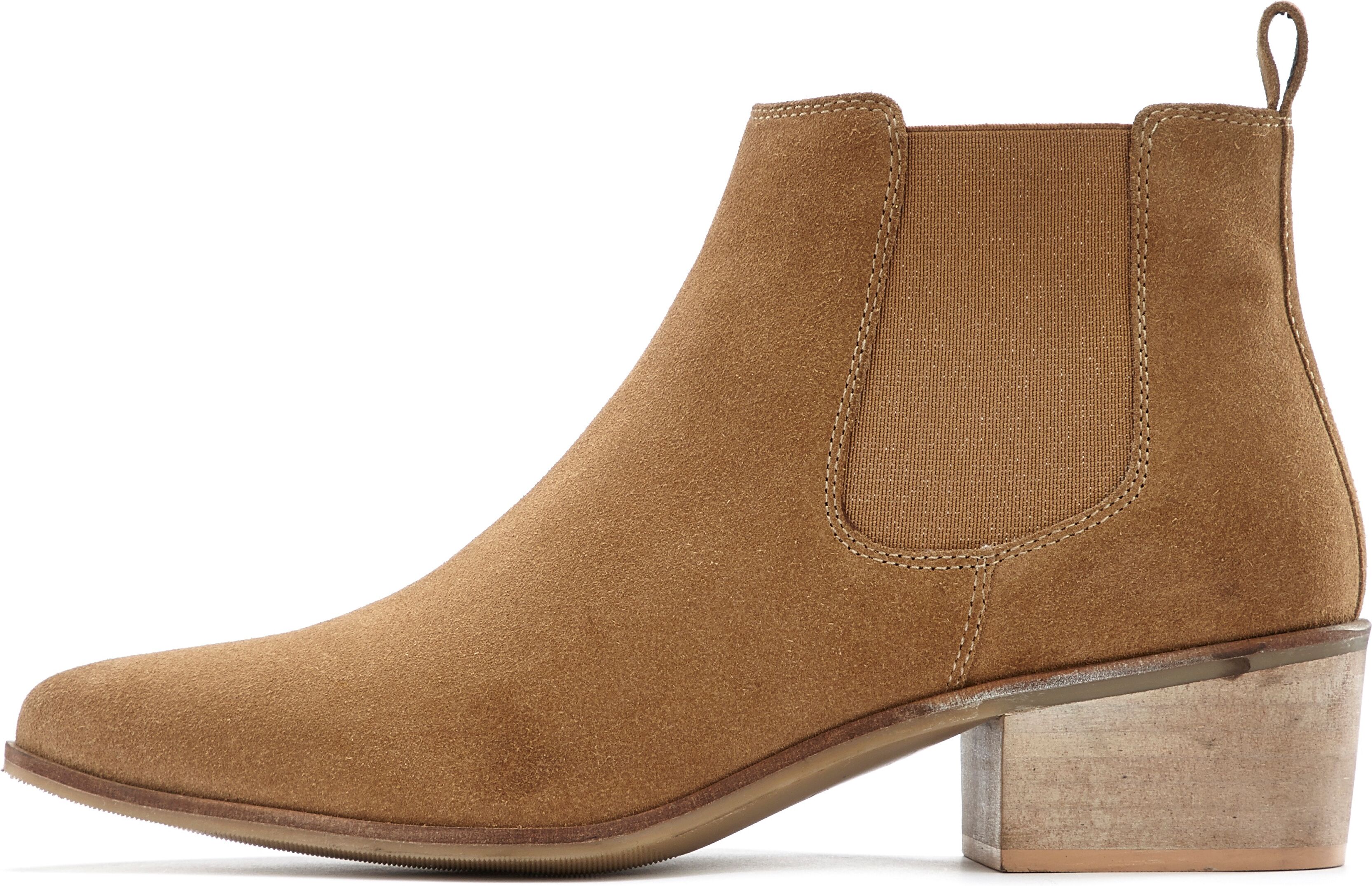 LASCANA Stiefelette, aus Veloursleder Chelsea Boots im modischen Cowboy-Look beige  36 37 38 39 40 41 42