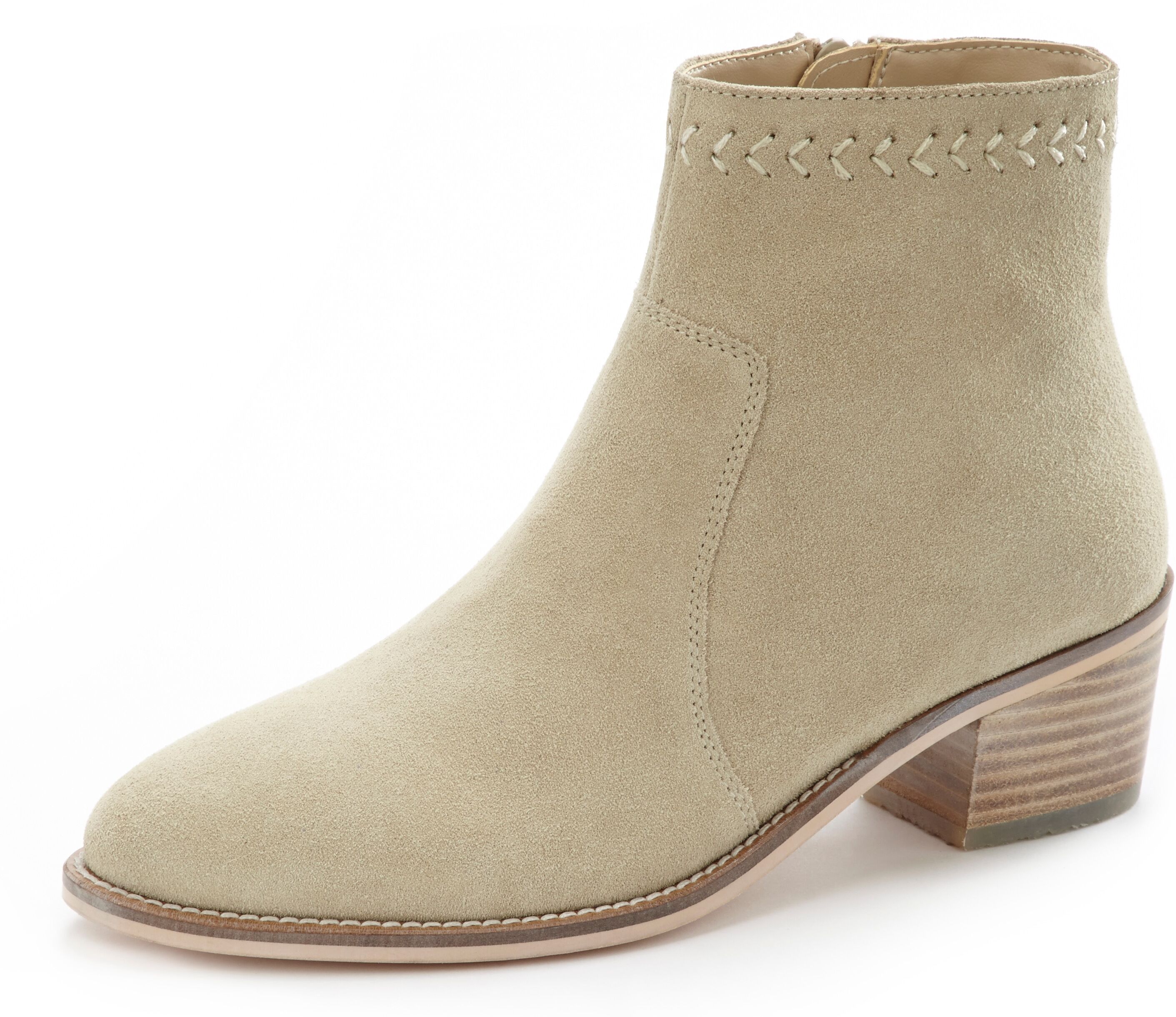 LASCANA Stiefelette, aus Veloursleder beige  36 37 38 39 40 41 42