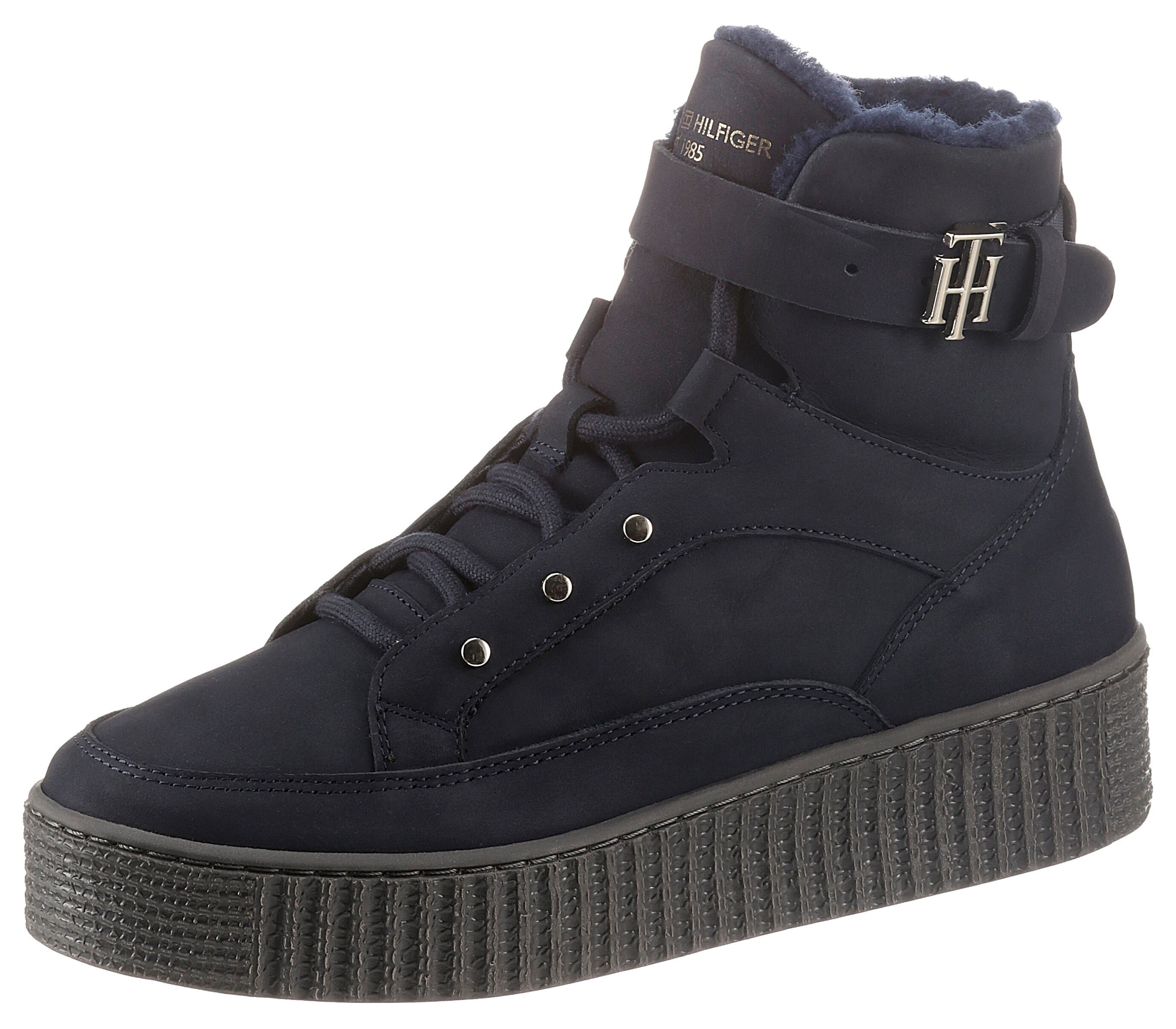 Tommy Hilfiger Winterboots »WARMLINED LACE UP BOOT«, mit verstellbarer Schnalle blau  36 37 38 39 40 41 42