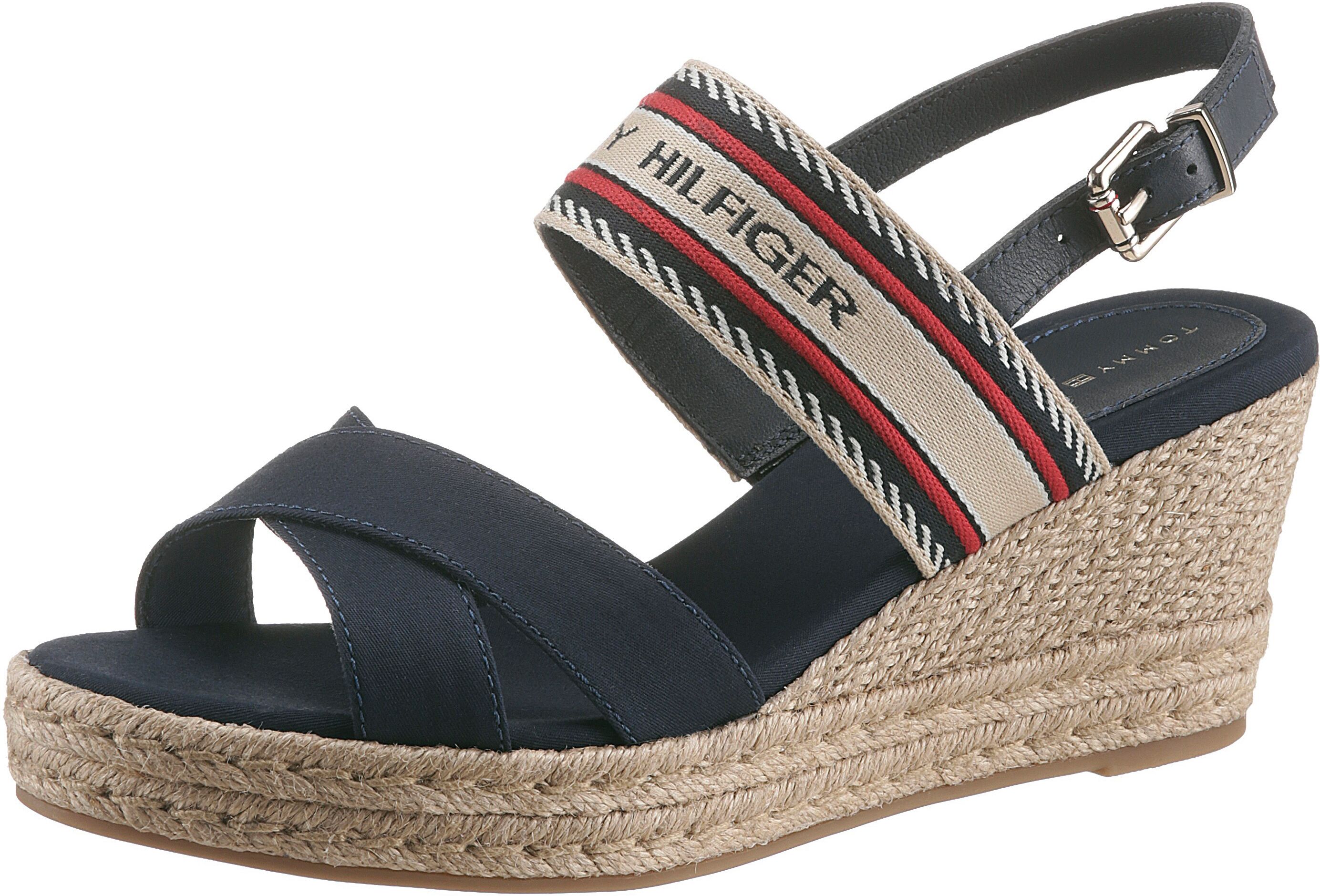 Tommy Hilfiger Sandalette »TH ARTISANAL MID WEDGE SANDAL«, mit verstellbarem... blau  35 36 37 38 39 40 41 42