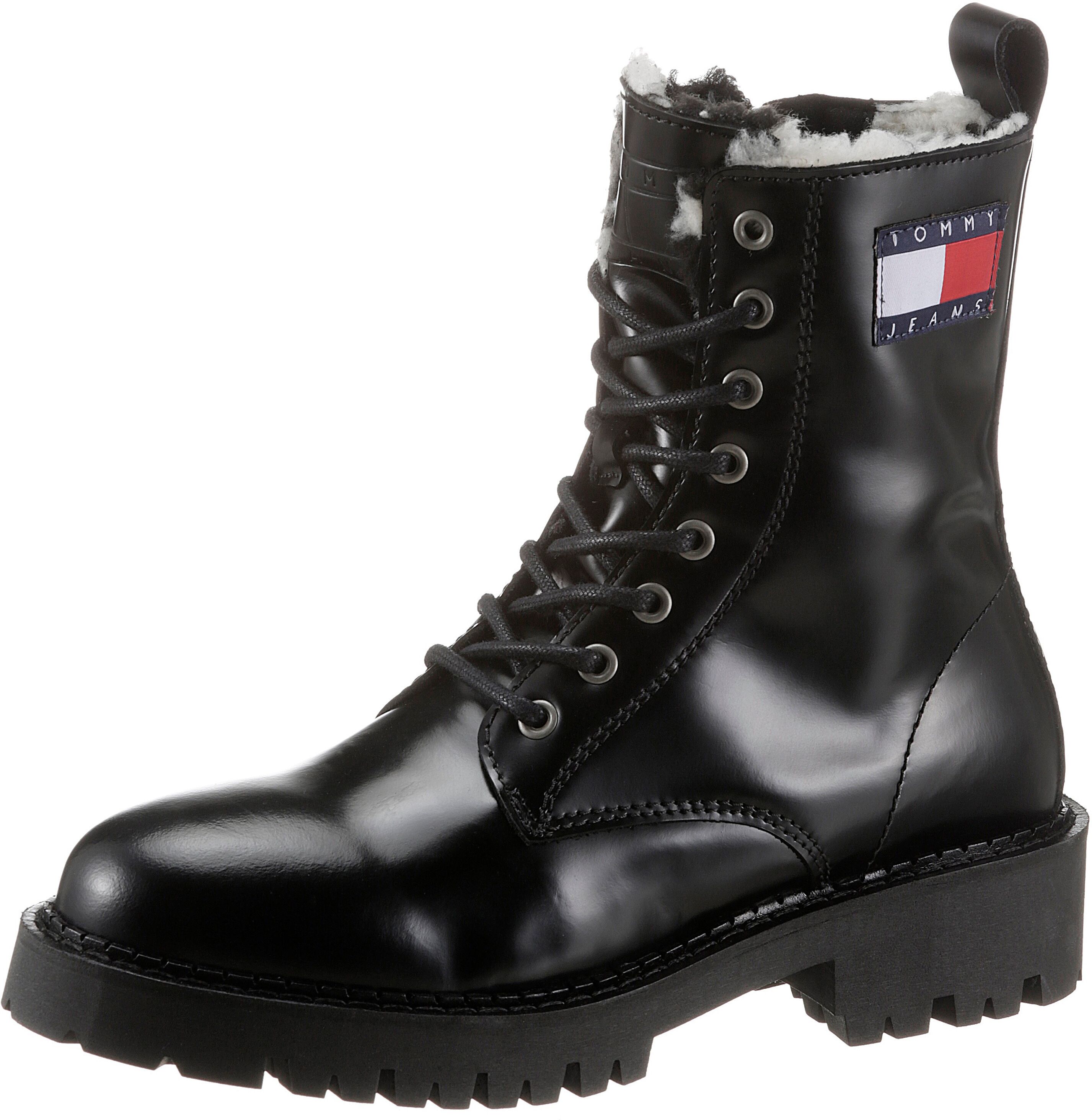 Tommy Jeans Winterboots »WARMLINED LACE UP BOOT«, mit seitlicher Logo-Flag schwarz  36 37 38 39 40 41 42