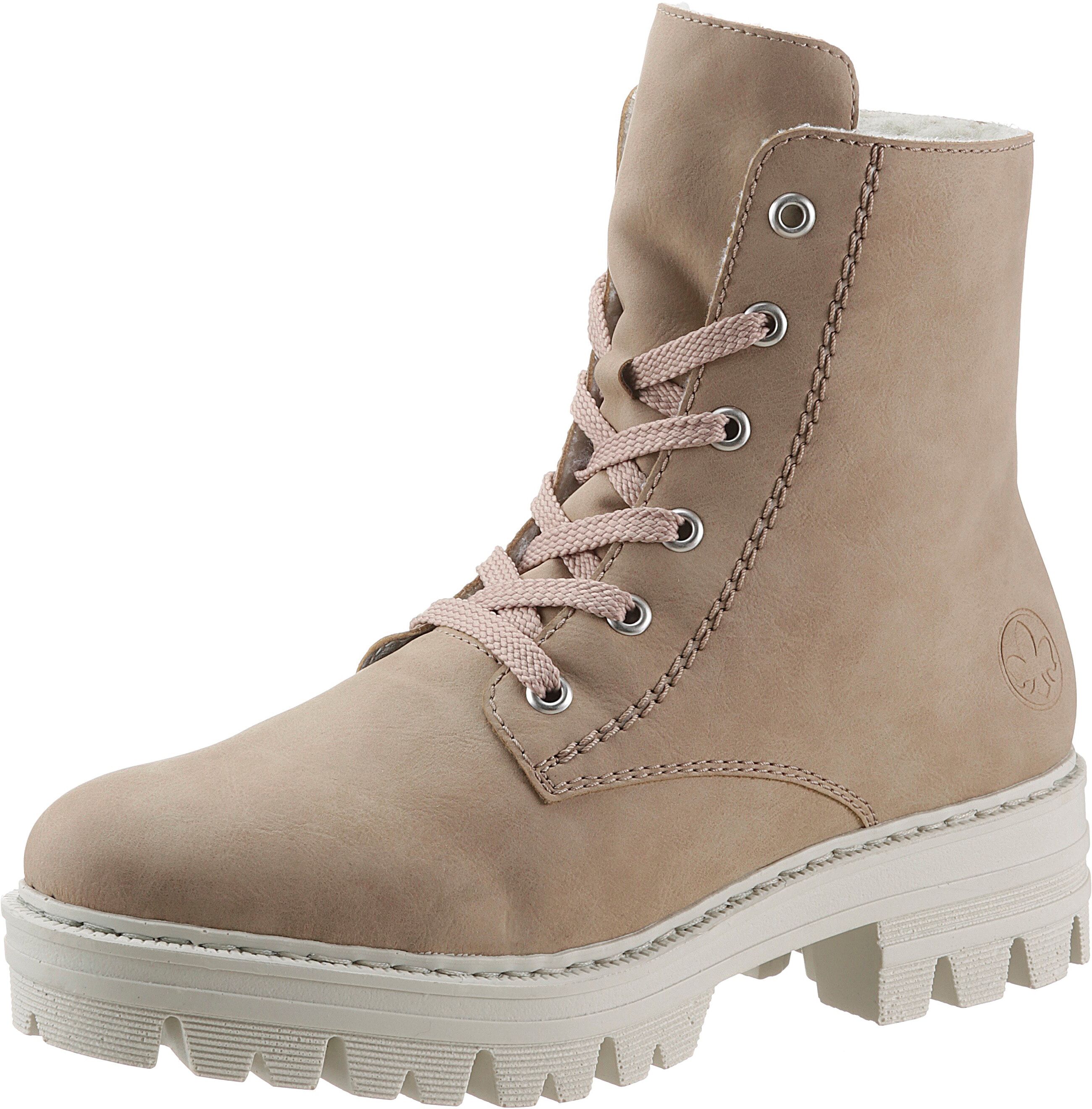 Rieker Schnürstiefelette, mit kräftiger Profilsohle beige  36 37 38 39 40 41 42