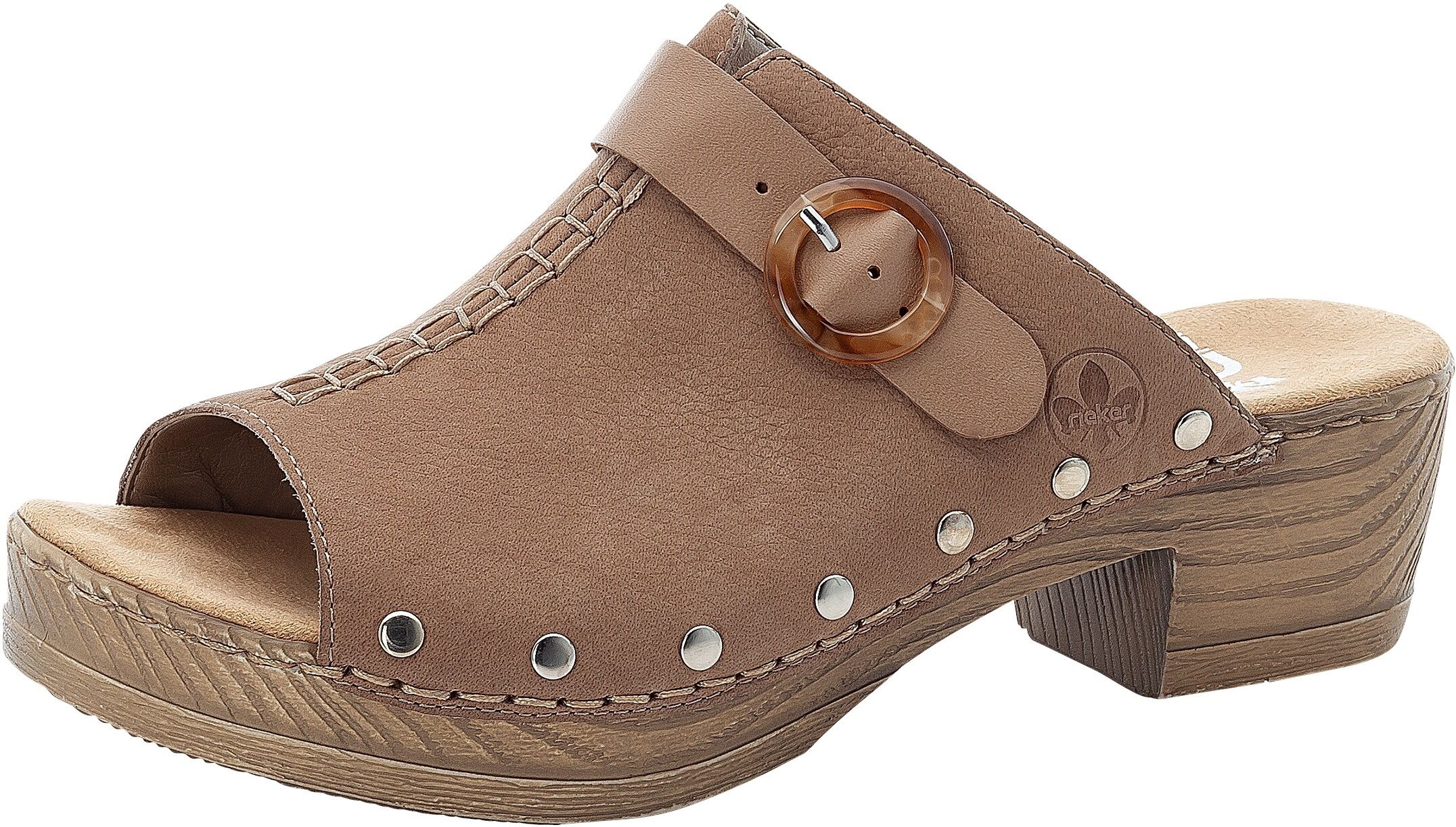 Rieker Pantolette, mit Nietenverzierung beige  36 37 38 39 40 41 42