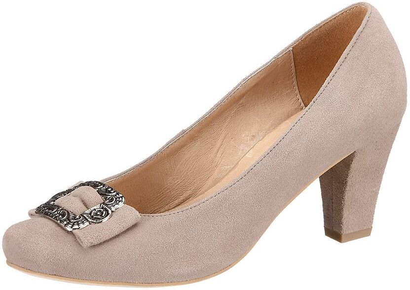 Andrea Conti Pumps, Damen, mit silberfarbener Metallschliesse beige Größe 36 37 38 39 40 41 42