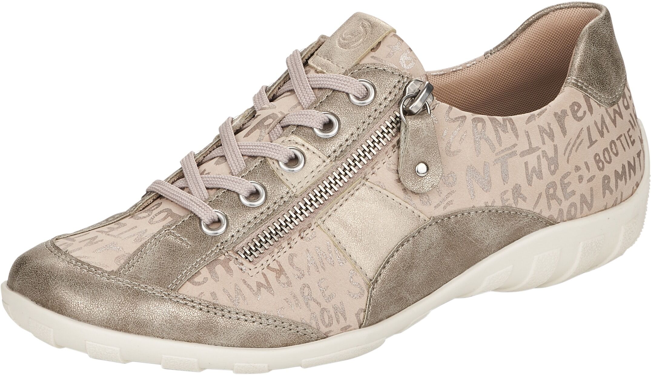 Remonte Schnürschuh, mit feinem Metallic-Schimmer beige Größe 36 37 38 39 40 41 42 43 44 45