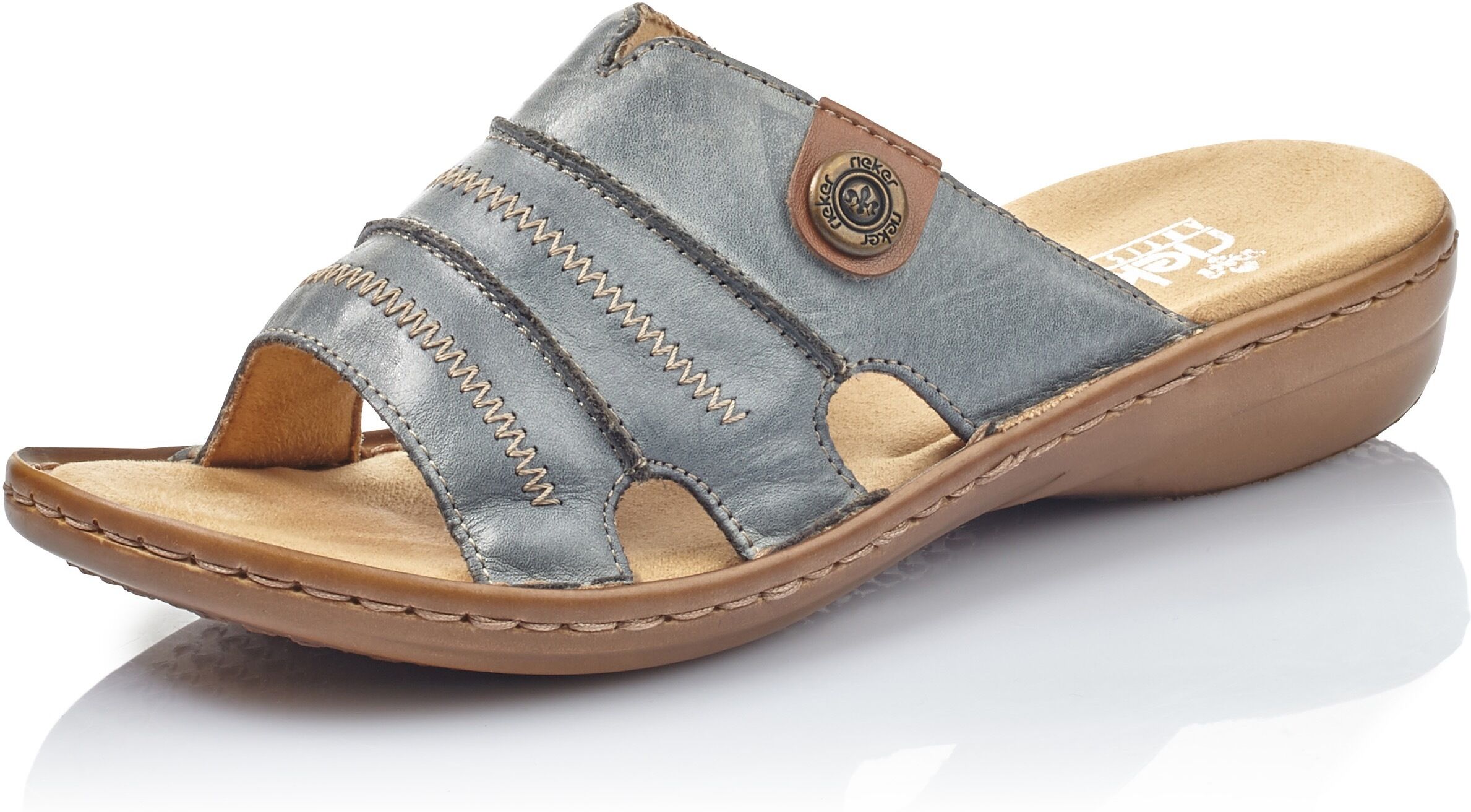 Rieker Pantolette, in sommerlicher Optik blau Größe 36 37 38 39 40 41 42