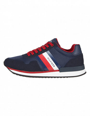 Tommy Hilfiger Herrensneaker «Mezol», dunkelblau/rote Schuhbändel