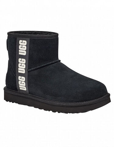 UGG Stiefeletten «Classic mini side logo», schwarz/weiss