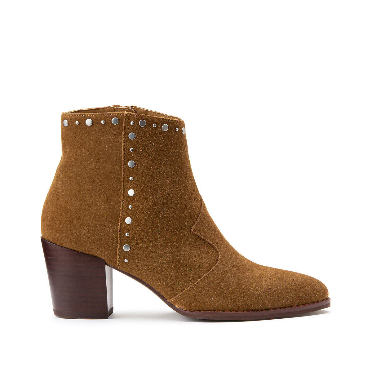 LA REDOUTE COLLECTIONS Lederboots mit hohem Absatz, Ziernietendetails BRAUN