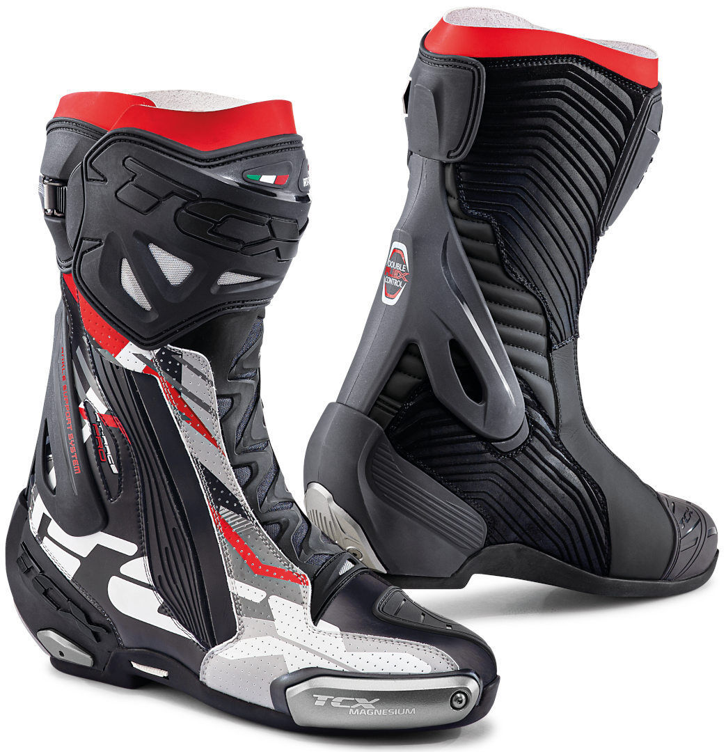 TCX RT-Race Pro Air perforierte Motorradstiefel 41 Schwarz Grau Rot