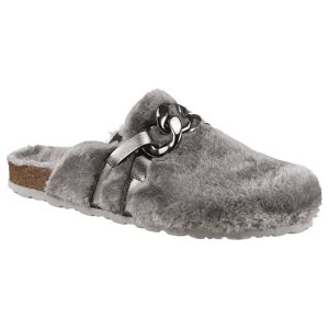 Pantoffel CITY WALK Gr. 40, grau Damen Schuhe Pantoffel mit eleganter Zierkette