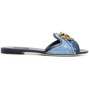 Dolce & Gabbana Flache Pantoletten - Blau 35/35,5/37/37,5/38 Female