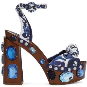 Dolce & Gabbana Sandalen mit Majolica-Print - Blau 37,5/38/38,5/39/40/40,5/37 Female