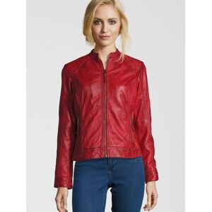 7 eleven Bikerjacke Damen Leder, rot