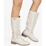 Queen Helena Perforierter Damenstiefel mit hohem Schaft Boots Damen Beige Größe 37