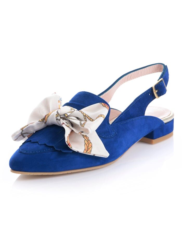 Alba Moda Slingpumps mit applizierter Schleife, blau