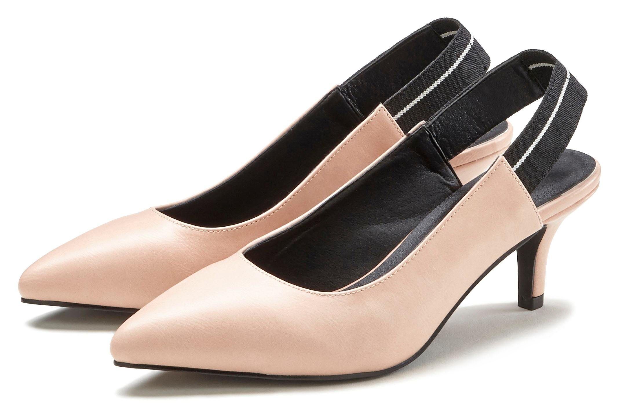 LASCANA Slingpumps mit elastischem Band, rosé