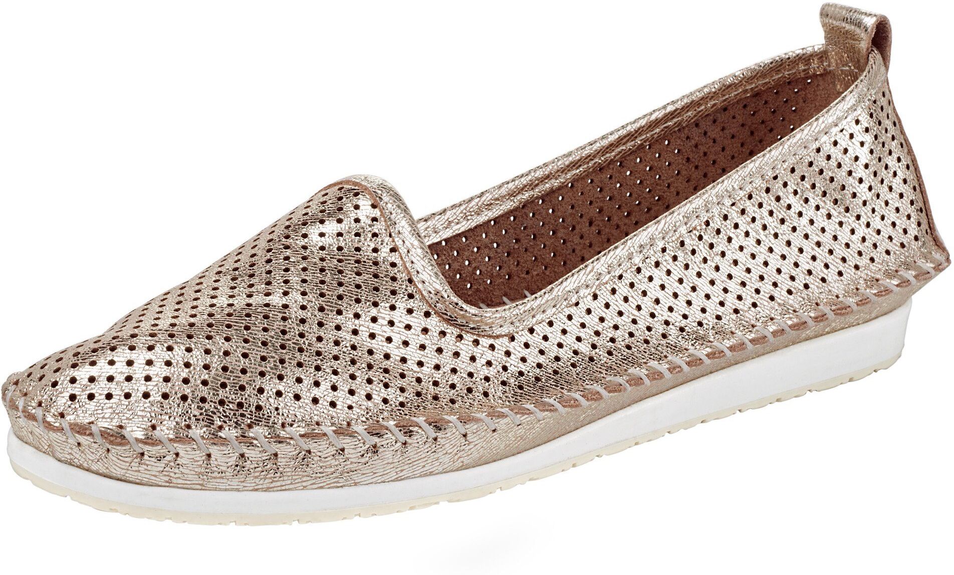 Andrea Conti Slipper mit tollem Lochmuster, rosé/metallic