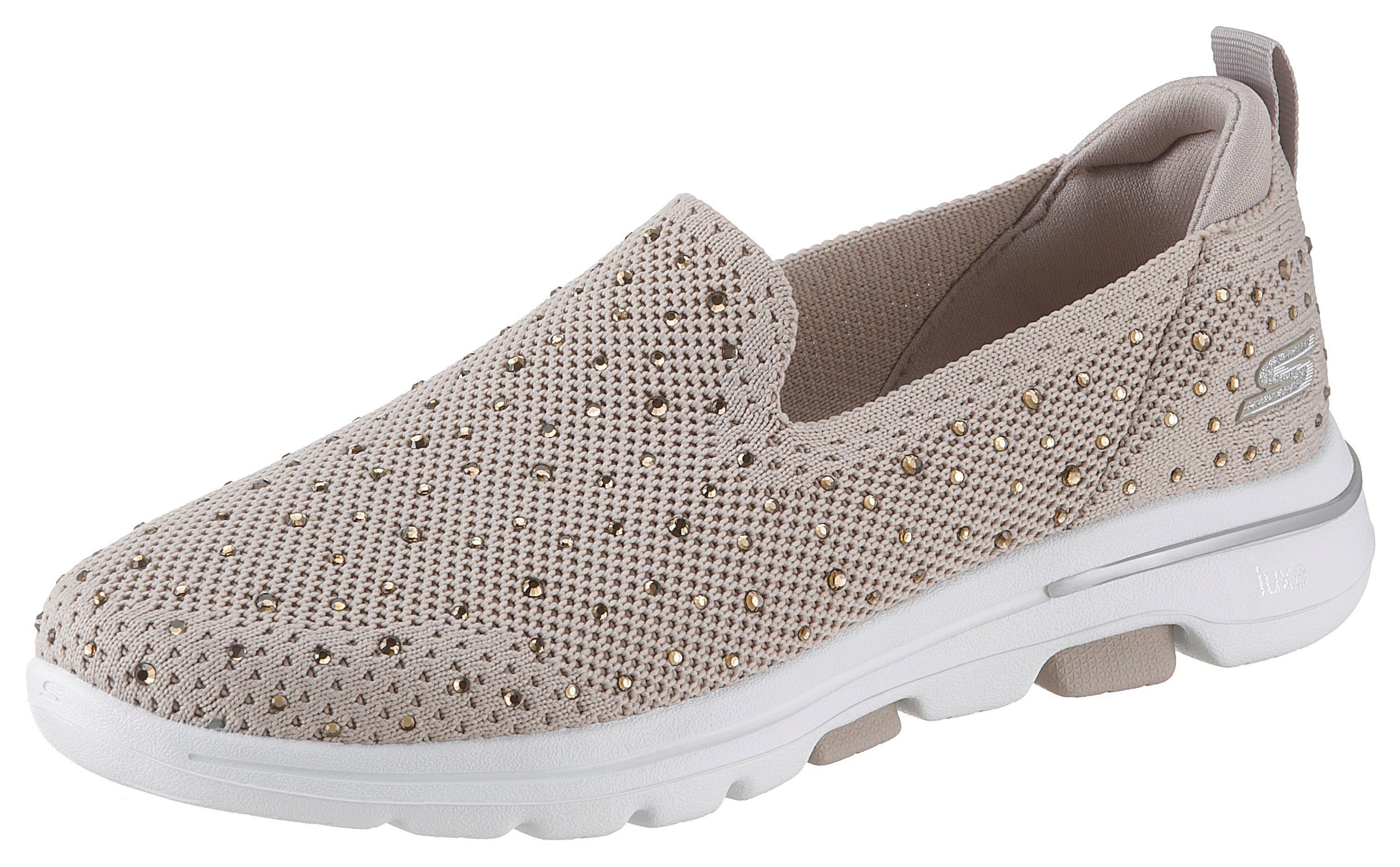 Skechers »Go Walk 5 - Limelight« Slip-On Sneaker mit funkelnden Steinchen verziert, taupe