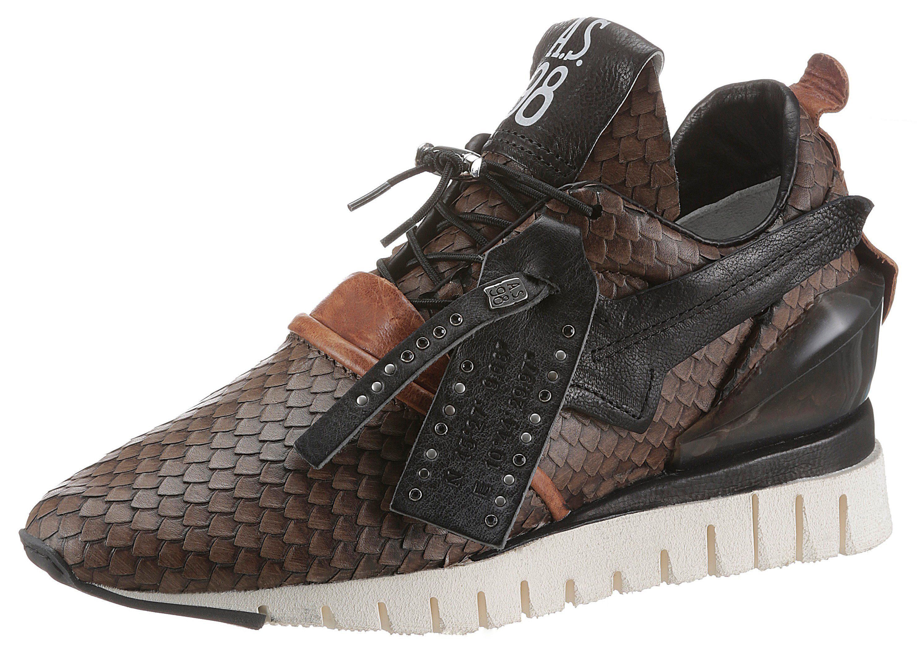 A.S.98 »DENASTAR« Keilsneaker mit angesagter Reptilienprägung, braun-schwarz
