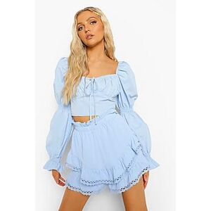 Double Frill Lace Trim Shorts  baby blue 36 Female