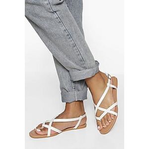 Wide Fit Croc Toe Post Basic Strappy Sandal  white 36 Female