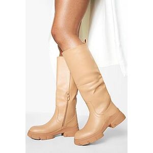 Waved Sole Chunky Knee High Boots  camel 37 Female