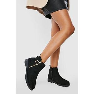 Side Buckle And Zip Chelsea Boots  black 36 Female