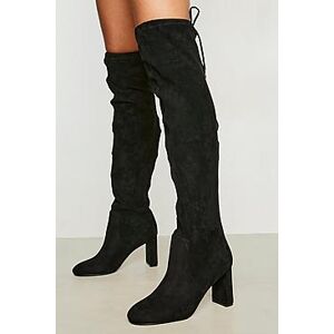 Flat Heel Round Over The Knee Stretch Boots  black 39 Female