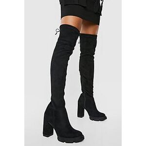Cleated Platform Stretch Over The Knee Boots  black 41 Female
