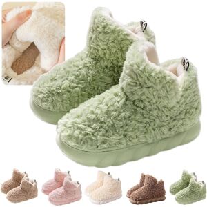 Vinter blød varm støvle Fluffy plys Slip-On Booty Slipper, skønne fleece støvletter til kvinder med gummisål 39-40