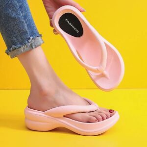 6 cm tykke såler flip flops sommerskydere til kvinder Bløde Eva Beach skridsikre hjemmesko Pink 39 40