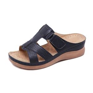Sommar kvinder Premium ortopædisk sandaler med åben tå Sort 39