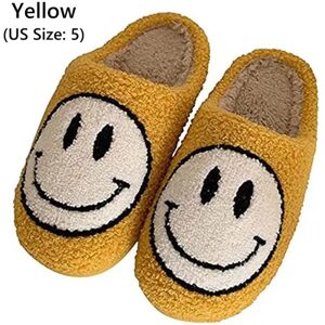 HKWWW Smiley Kvinnor Vinter Varma Tofflor gul[HK] yellow EU Size 35-36