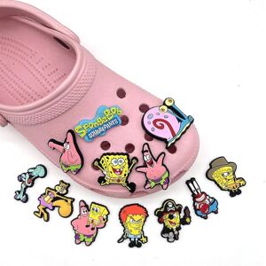 YIXI SvampeBob Firkant Sko Charms Sko Decor For Diy Croc Clog Sandaler Armbånd Decor Party Favor 12stk