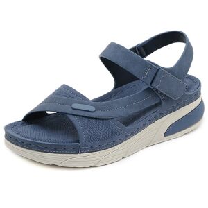 Lette sandaler til afslappet sport, behagelige tykke såler med velcro-søm, store damesko Royal blue 37