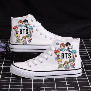 unbranded Bts Canvas Shoes Star Komfortable Casual Shoes Mænd og kvinder tegneserietryk 40