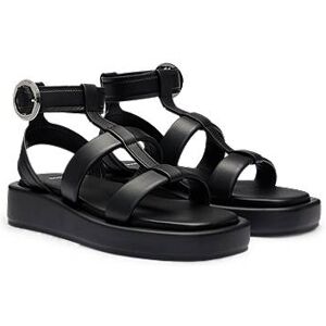 Boss Platform leather sandals with branded buckle closure