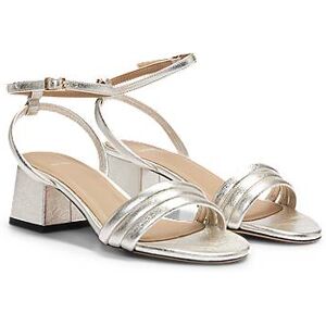 Boss Metallic-leather sandals with padded strap and 5cm heel