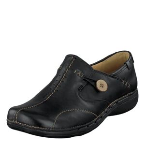 Clarks Un Loop Black Leather 203128374065 Women's Slip-On Shoes Black, 6.5 UK
