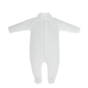 Cambrass Unisex Baby All in One Velvet Playsuit with Collar White Premature