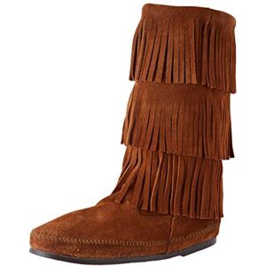 Minnetonka 3-Layer Fringe Women's Half Shaft Moccasin Boots, Brown 2