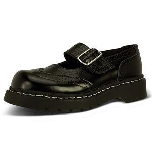 T.U.K. Anarchic Mary Jane Brogue Schuhe für Damen Farbe Schwarzes Leder Größe EU36