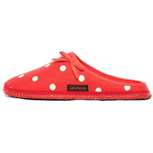 GIESSWEIN Plein Women's Slippers, Lightweight Cotton Slippers, Flat Slippers, Non-Slip Latex Sole, Comfortable. (Plein) red, size: 35 EU