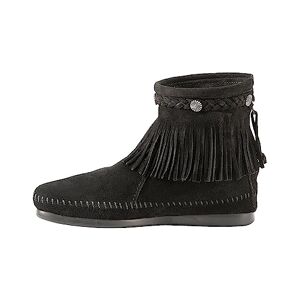 Minnetonka Women's Hi Top Back Zip Moccasin Boots, black