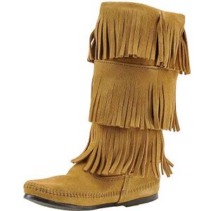 Minnetonka Damen 3-LAYERFRINGEBOOT Mokassin Stiefel, Braun (Taupe)